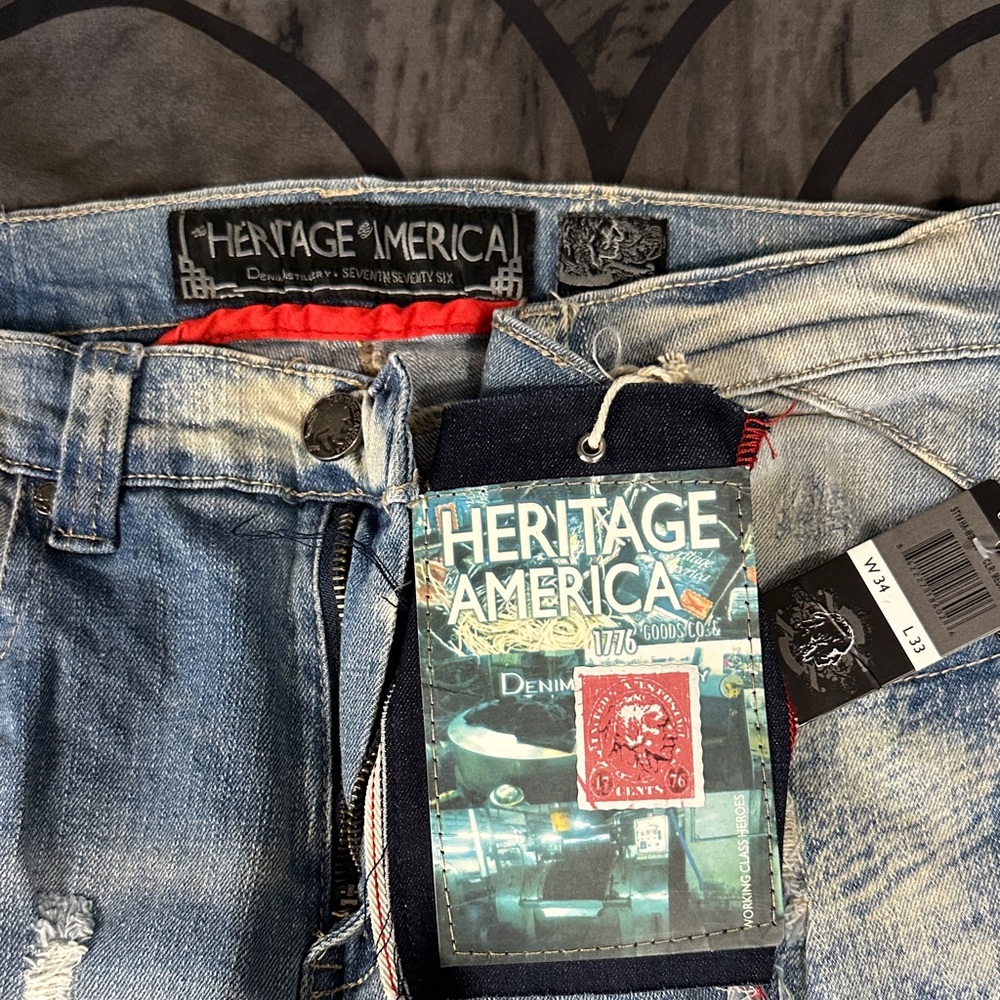 Heritage America Distressed Denim Jeans for Men